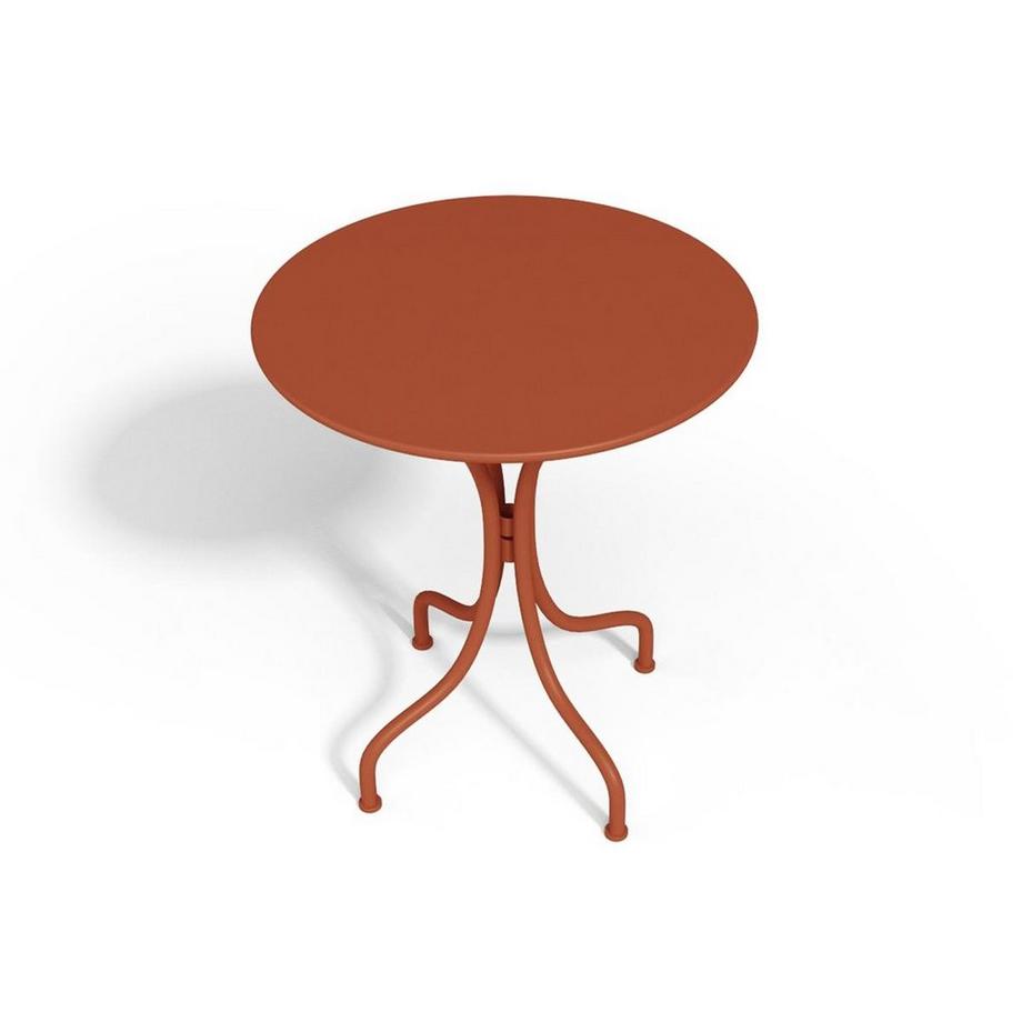 Vente-unique Salle à manger de jardin en métal - une table D.60cm et 2 chaises empilables - Terracotta - MIRMANDE de MYLIA  