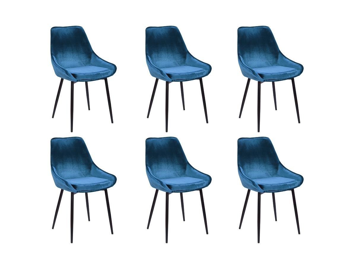 Vente-unique Lot de 6 chaises Velours métal MASURIE  