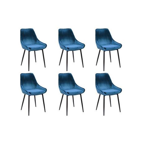 Vente-unique Lot de 6 chaises Velours métal MASURIE  