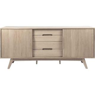 mutoni Buffet Brighton plaqué bois massif chêne blanc 2 portes 4 tiroirs 180x44x84cm  