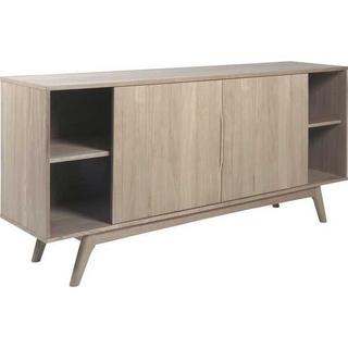 mutoni Credenza Brighton in legno massello impiallacciato rovere bianco 2 ante 4 cassetti 180x44x84cm  