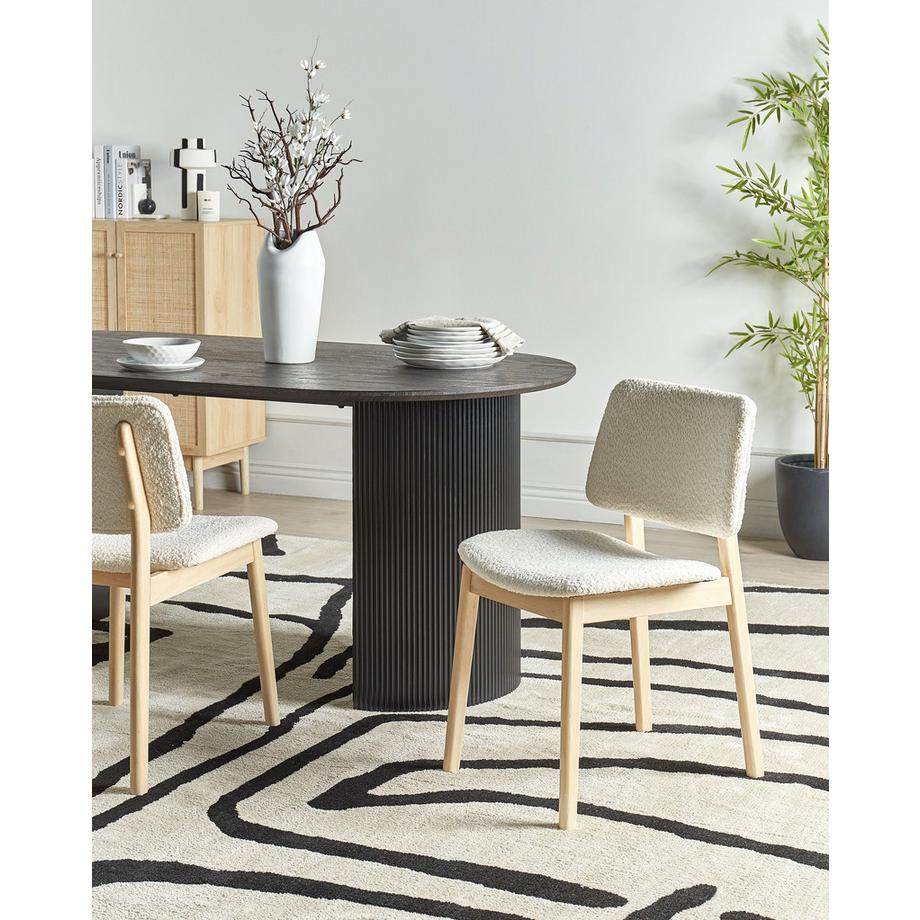 Beliani Esszimmerstuhl 2er Set aus Bouclé  BLANE  