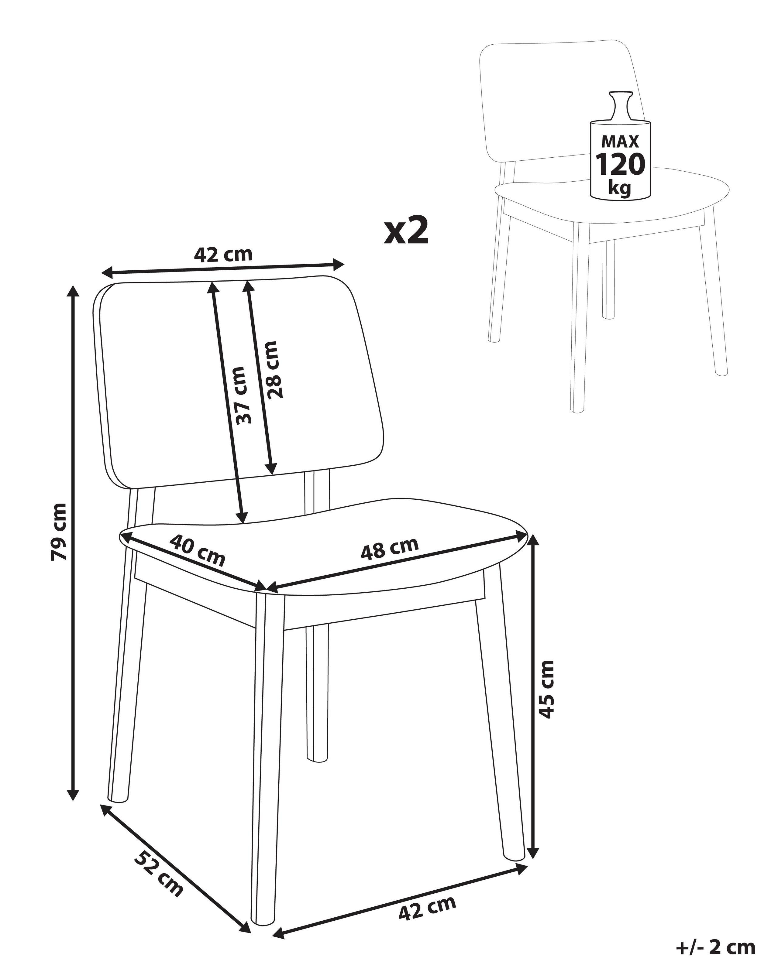 Beliani Set di 2 sedie da pranzo en Legno di caucciù Scandinavo BLANE  