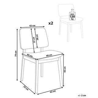 Beliani Set di 2 sedie da pranzo en Legno di caucciù Scandinavo BLANE  