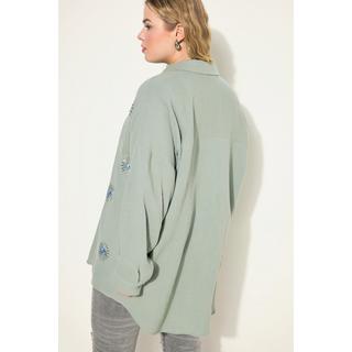 Studio Untold  Bluse, oversized, Musselin, Augen-Stickerei, Langarm 