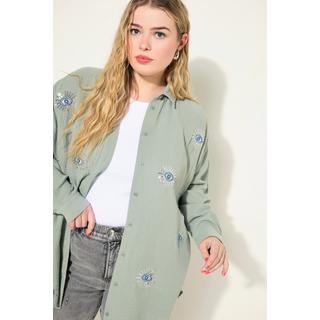 Studio Untold  Bluse, oversized, Musselin, Augen-Stickerei, Langarm 