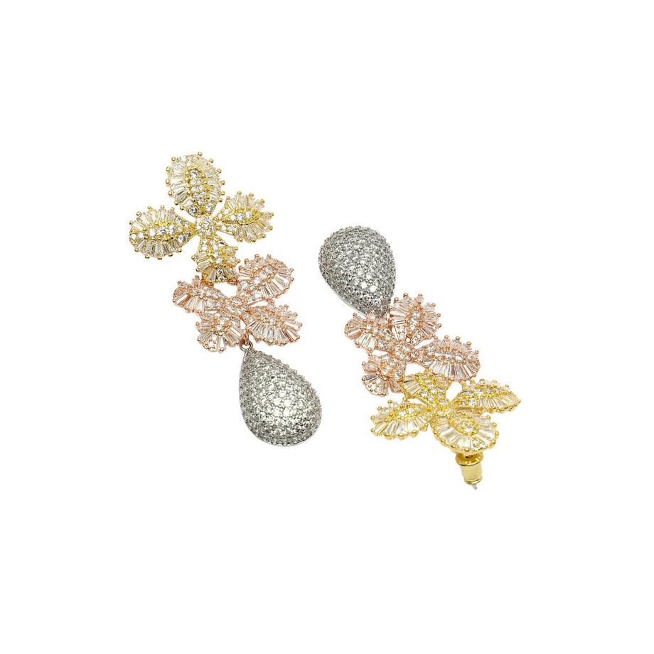 AVANT-GARDE PARIS  Diva Kollektion Cubic Zirconia Doppelblumen-Tropfenohrringe 