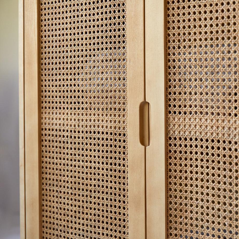 Tikamoon Kinderschrank aus Ulme massiv und Rattangeflecht Luis  