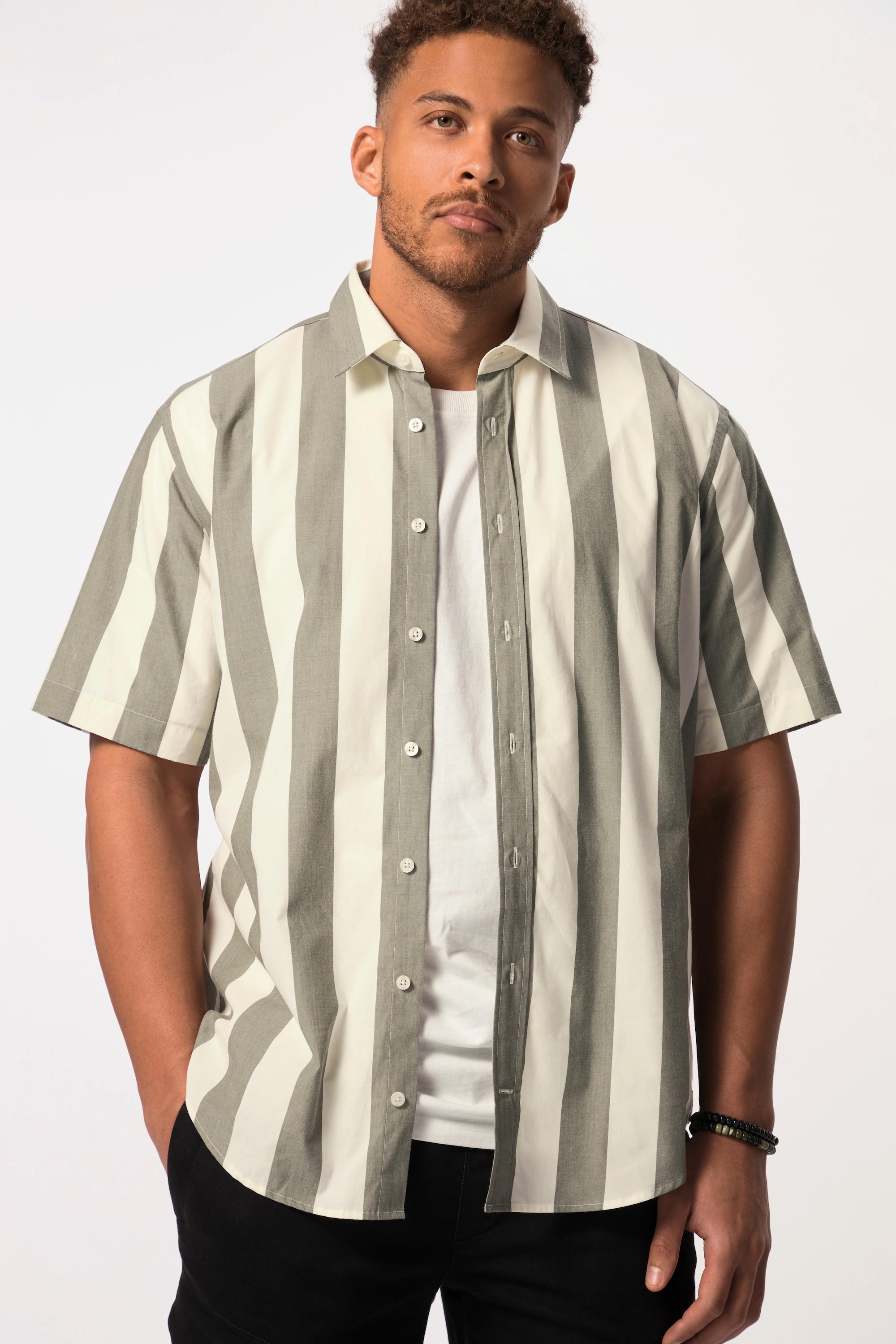 Sthuge  Chemise rayée STHUGE, manches courtes et col Kent, coupe Modern Fit – jusqu'au 8XL 