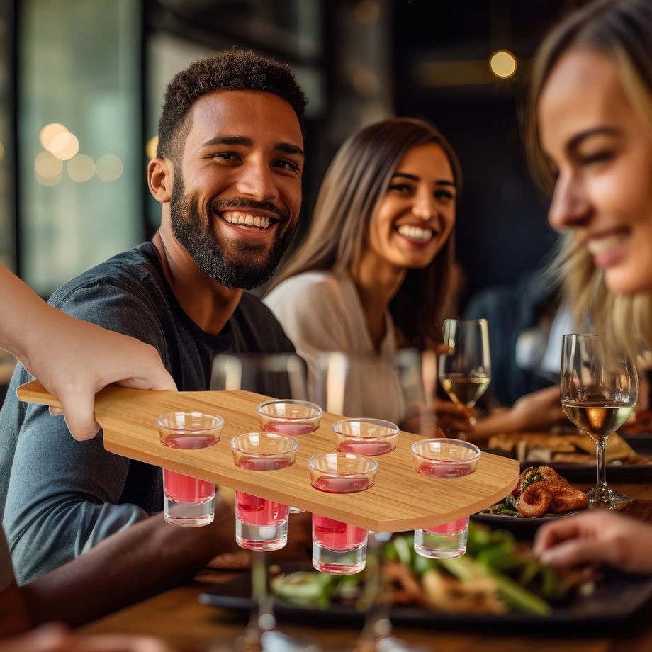 B2X  Carte spirituelle en bambou avec 6 verres 