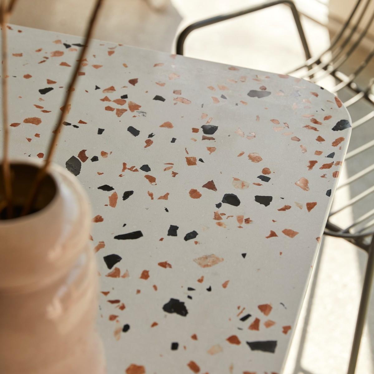 Tikamoon Table rectangulaire en terrazzo premium et métal brown 4-6 pers. Elio  