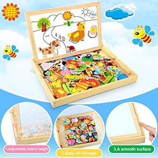 Activity-board  Puzzle magnétique en bois PCS, jeux de ferme, puzzle en bois double face 