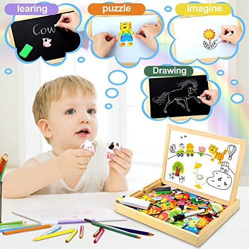 Activity-board  Puzzle magnétique en bois PCS, jeux de ferme, puzzle en bois double face 