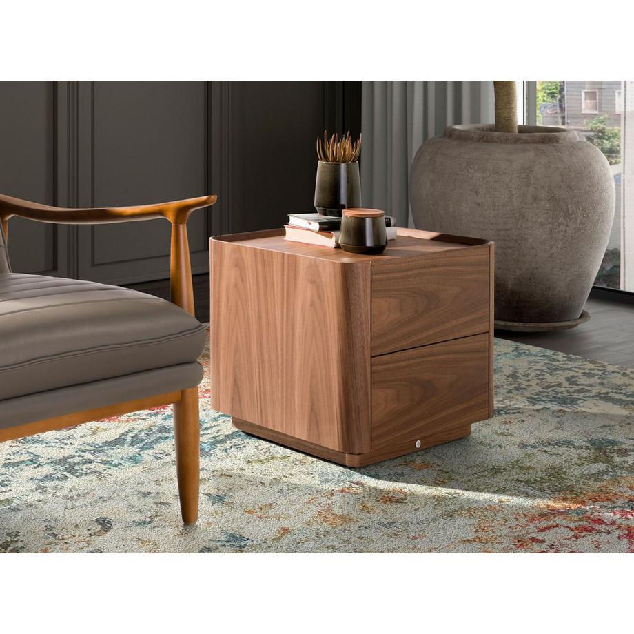 ANGEL CERDA Table de chevet en noyer avec éclairage  