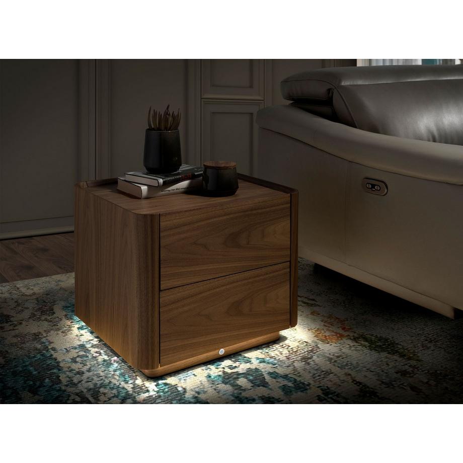 ANGEL CERDA Table de chevet en noyer avec éclairage  