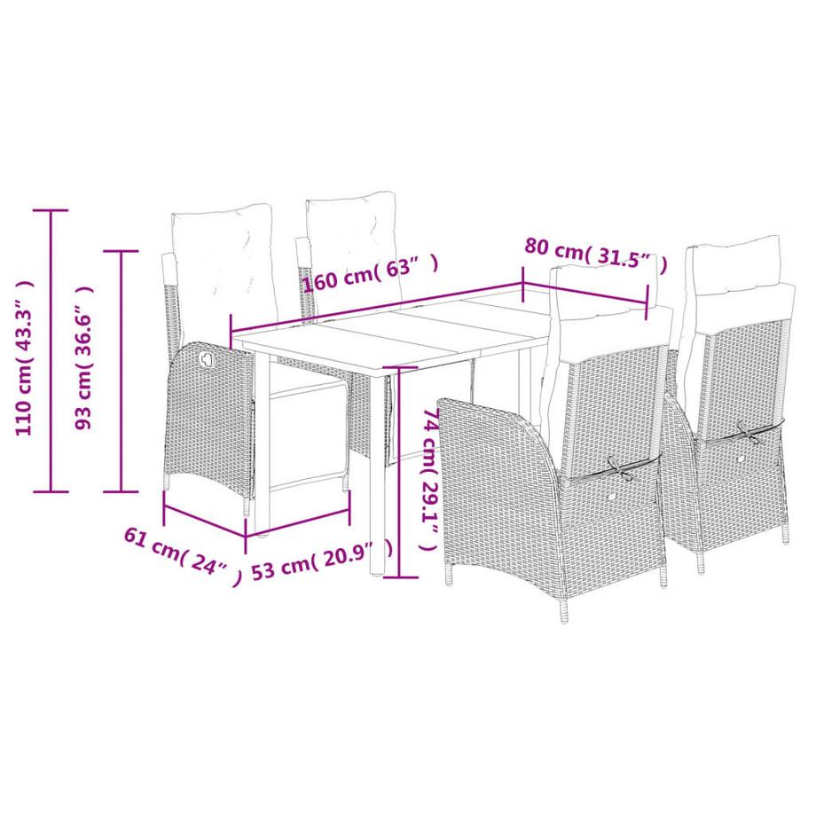 VidaXL set da pranzo da giardino Polirattan  