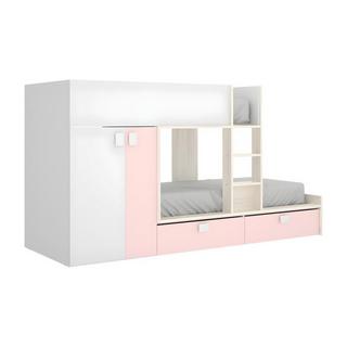 Vente-unique Etagenbett mit Kleiderschrank 2 Eiche Rosa JUANITO  