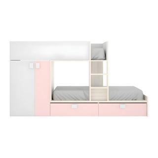 Vente-unique Etagenbett mit Kleiderschrank 2 Eiche Rosa JUANITO  