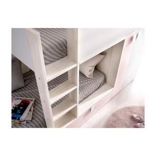 Vente-unique Etagenbett mit Kleiderschrank 2 Eiche Rosa JUANITO  