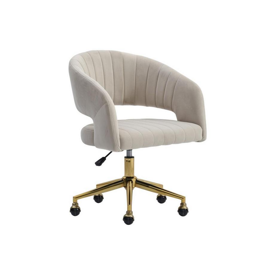 Chaise de bureau en velours - Beige et doré - Hauteur réglable - TIRIESI de Pascal Morabito
