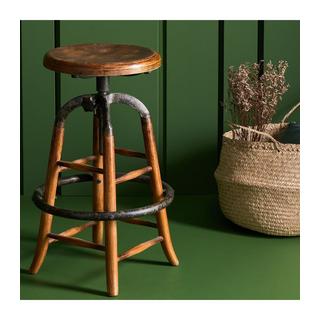 Calicosy Tabouret de bar en chêne massif et métal  