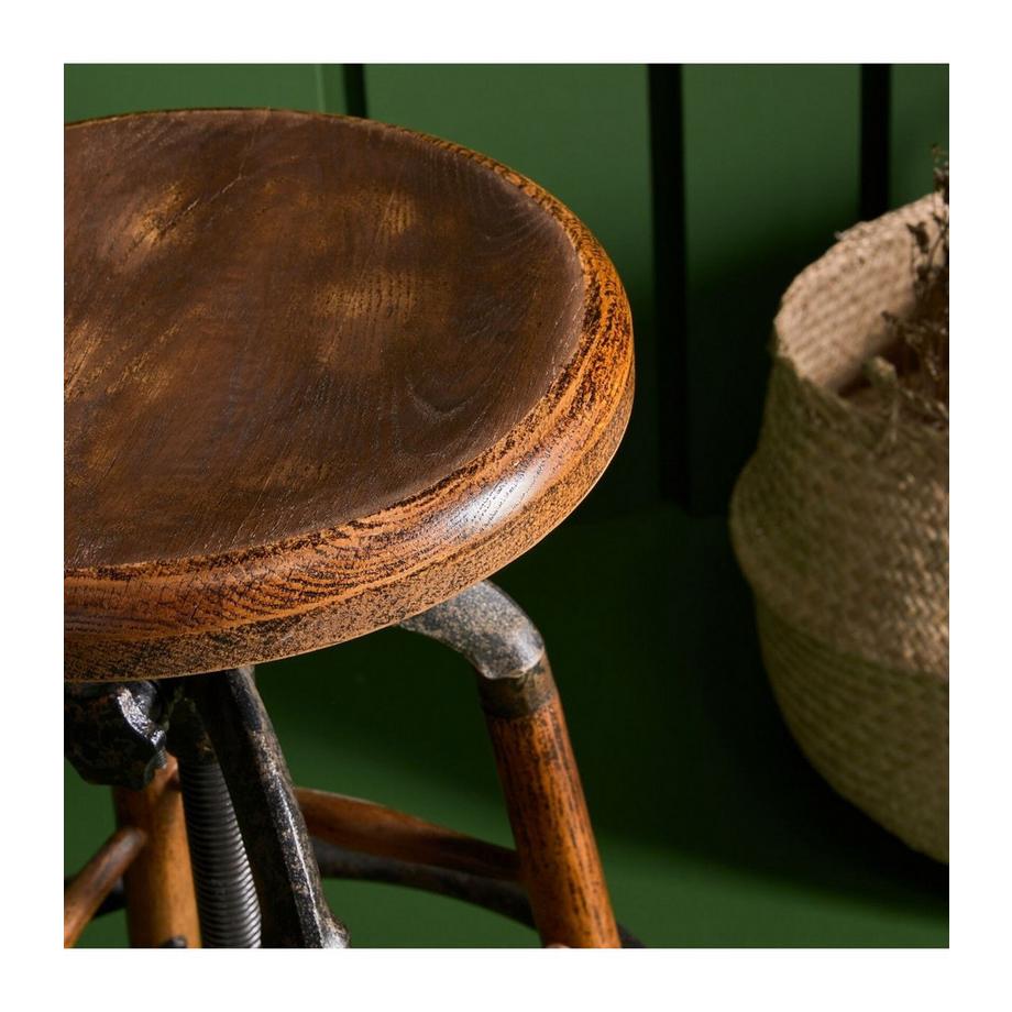 Calicosy Tabouret de bar en chêne massif et métal  