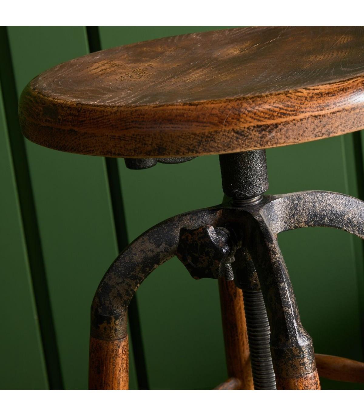 Calicosy Tabouret de bar en chêne massif et métal  