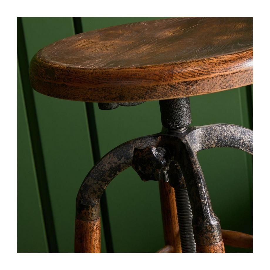 Calicosy Tabouret de bar en chêne massif et métal  