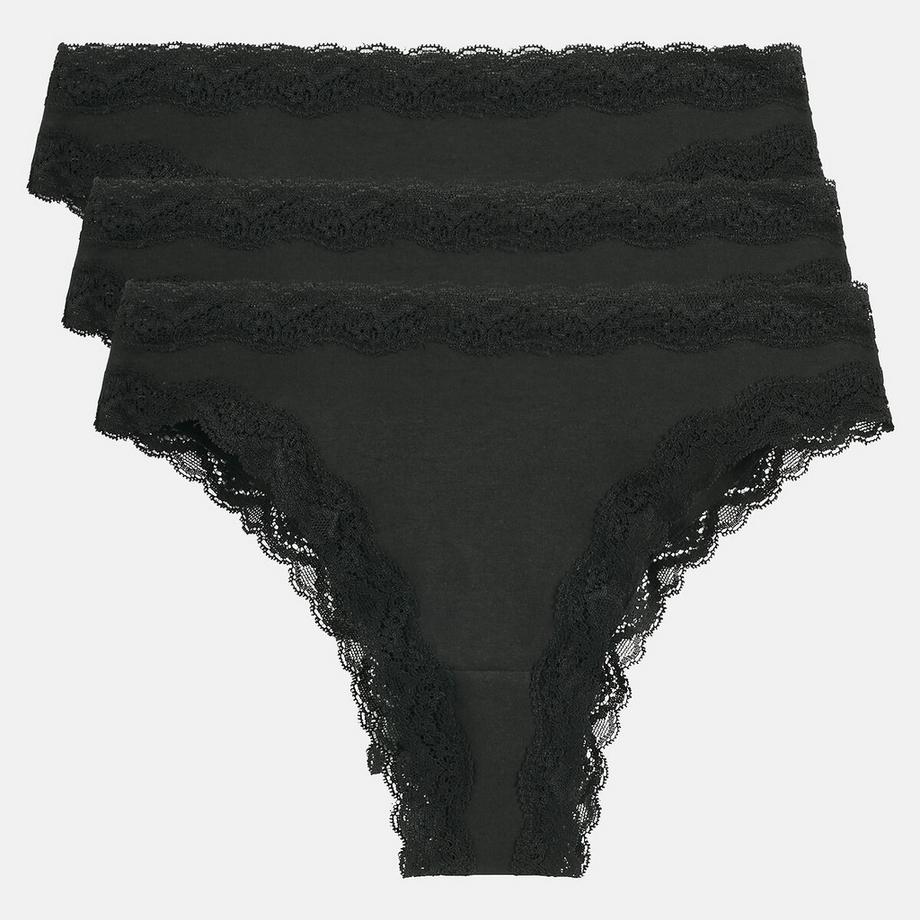 Lot de 3 tangas coton et dentelle