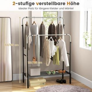 Northix Kleiderständer mit 2 Kleiderstangen Garderobenständer doppelt mit verstellbaren Höhen Schwarz + Silber  