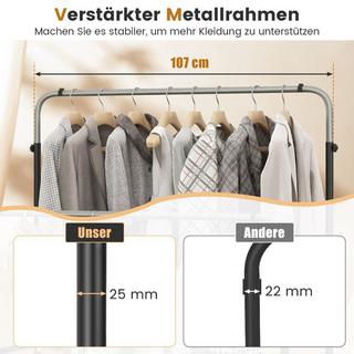 Northix Kleiderständer mit 2 Kleiderstangen Garderobenständer doppelt mit verstellbaren Höhen Schwarz + Silber  