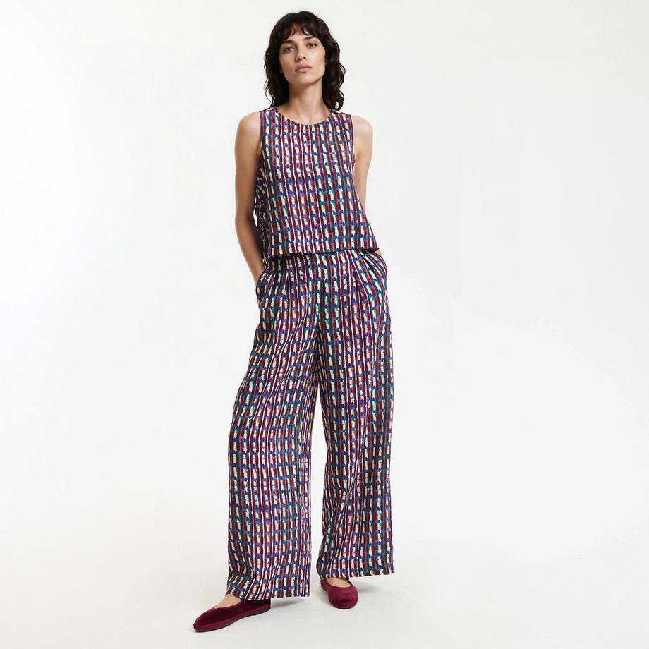 La Redoute Collections Pantaloni ampi stampati con vita elasticizzata  