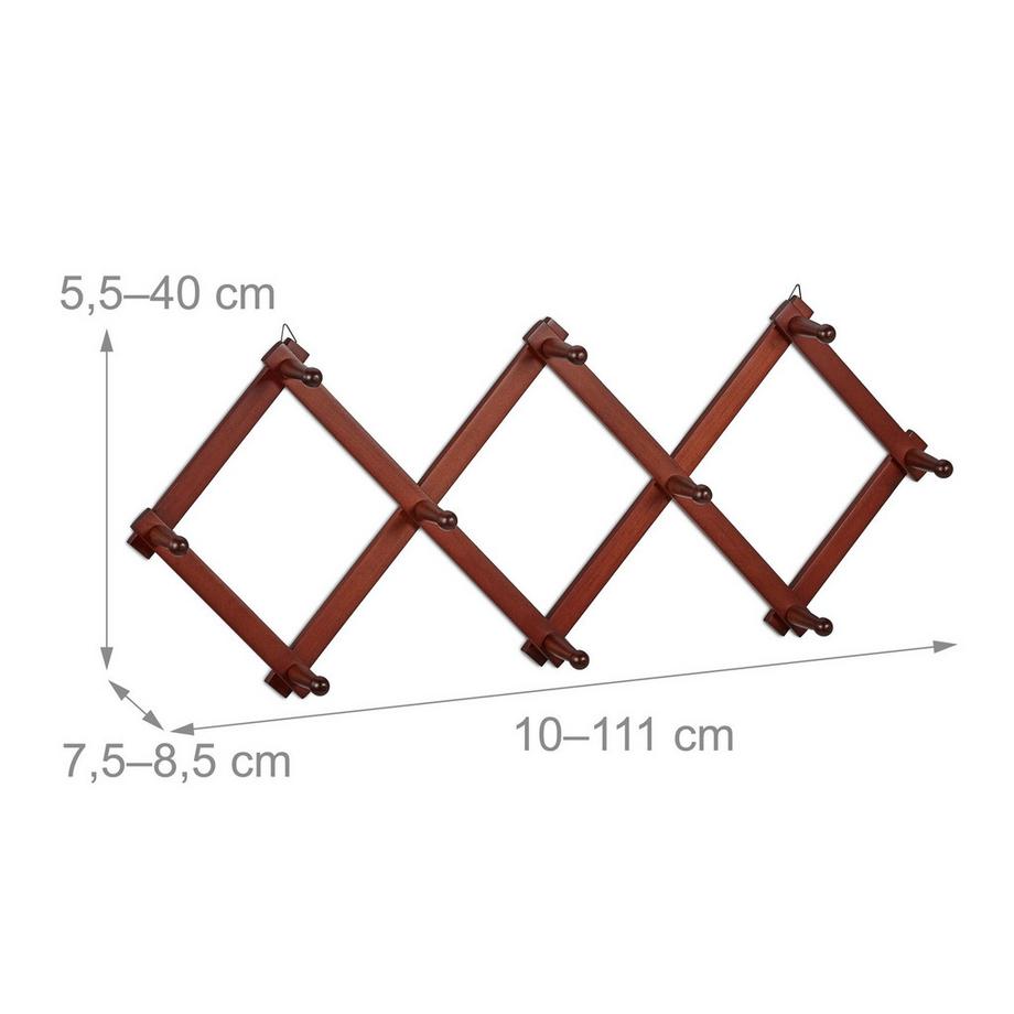 Northix Appendiabiti da parete retrattile in legno  