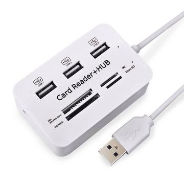 Lettore di schede di memoria USB 2.0 + hub USB (alta velocità)
