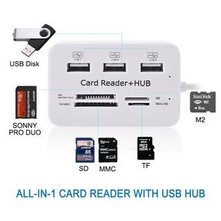 eStore  Lettore di schede di memoria USB 2.0 + hub USB (alta velocità) 