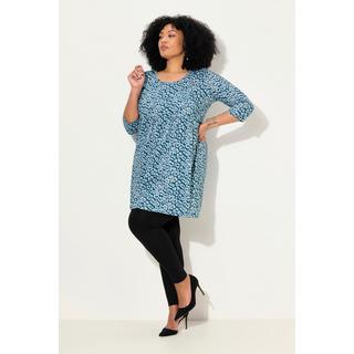 Ulla Popken  Longshirt, Leomuster, A-Linie, Rundhals, 3/4-Arm 