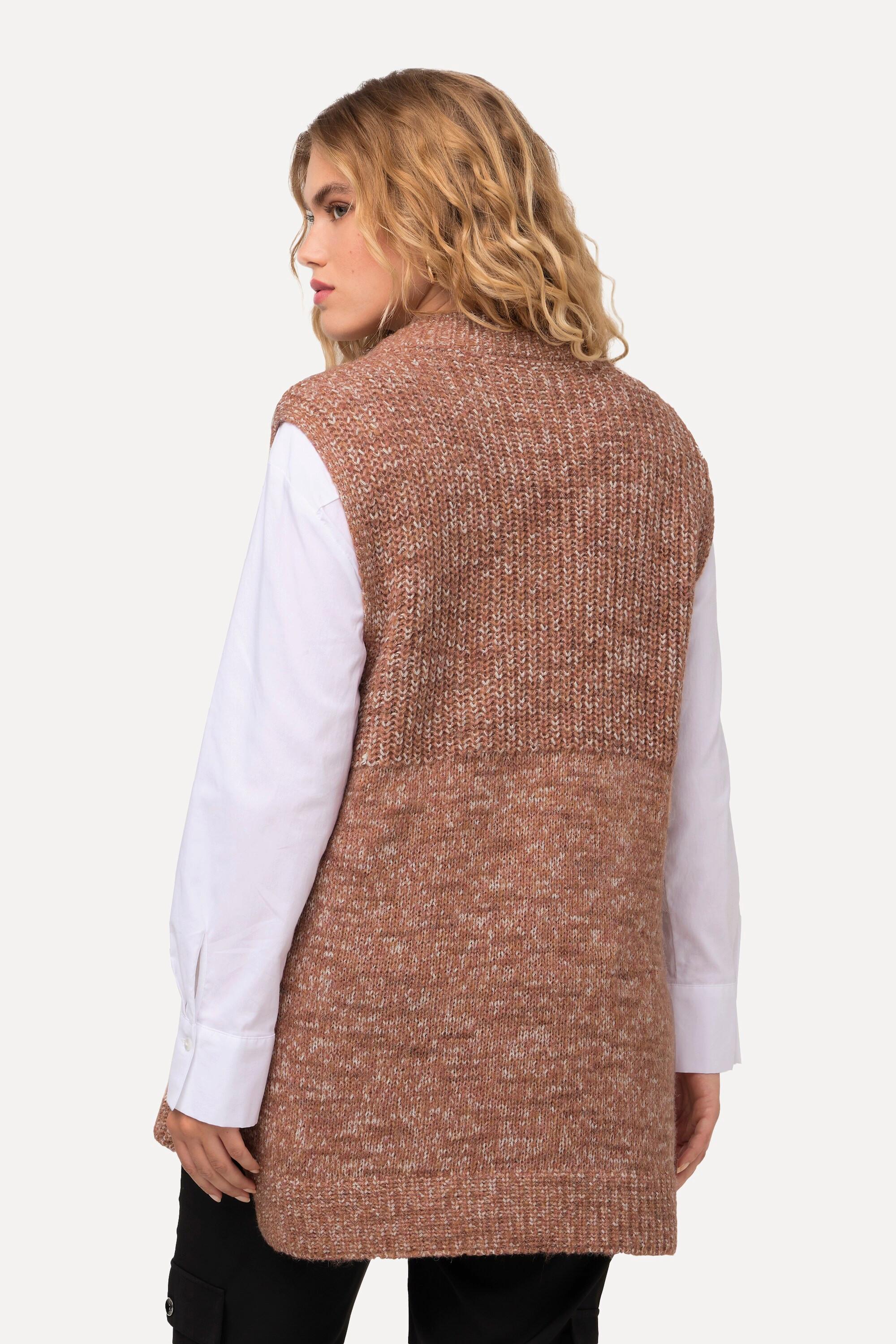 Ulla Popken  Gilet smanicato con mix di texture, collo alto e zip 