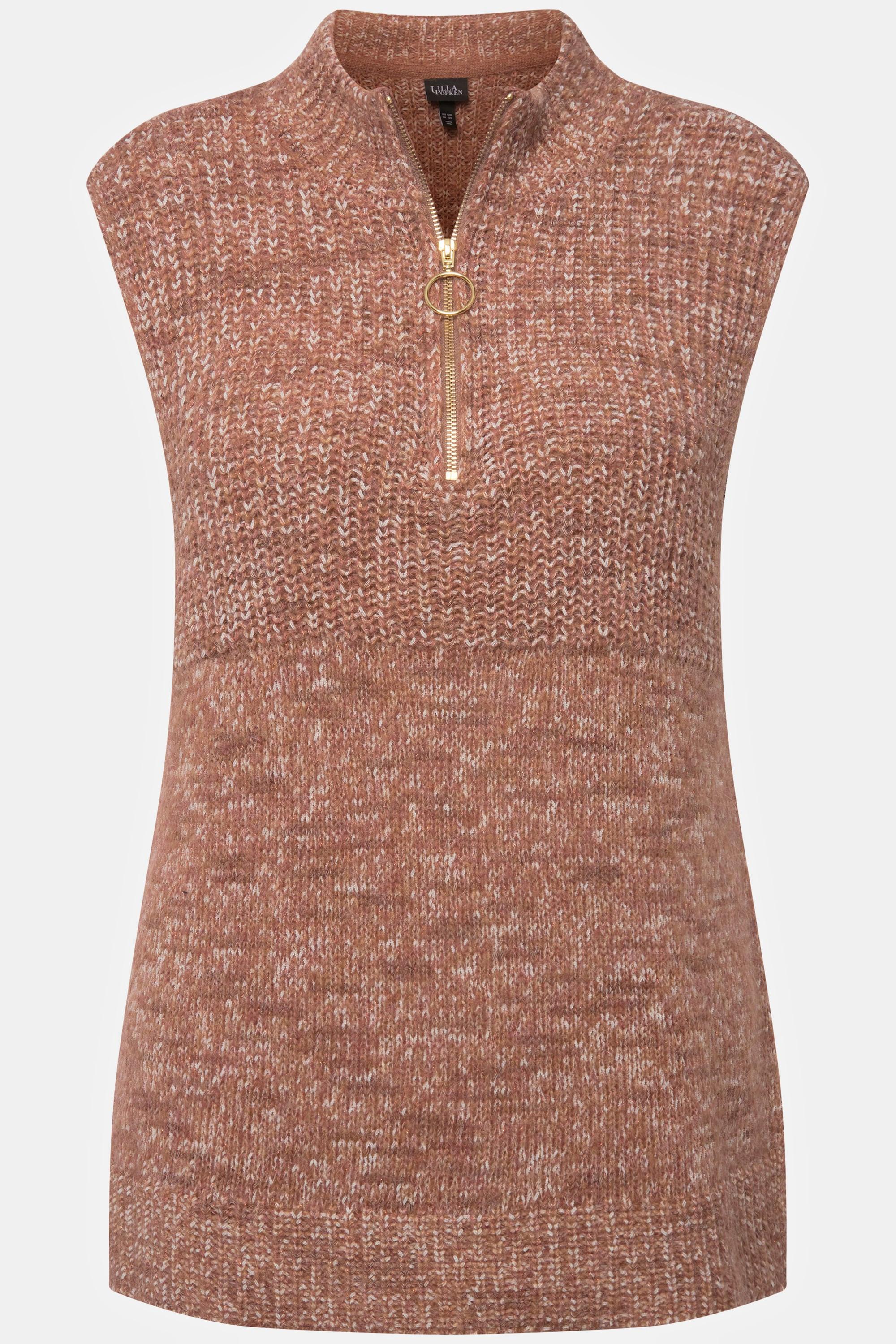 Ulla Popken  Gilet smanicato con mix di texture, collo alto e zip 