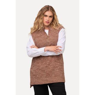 Ulla Popken  Gilet smanicato con mix di texture, collo alto e zip 