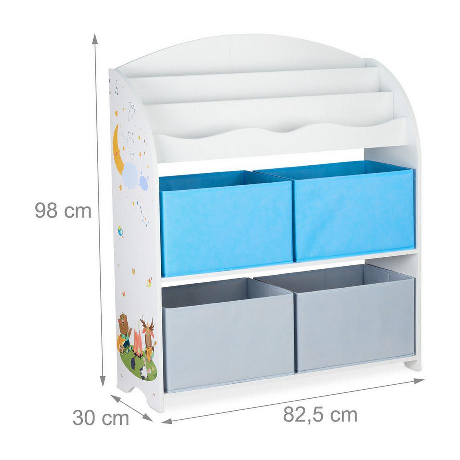 B2X Scaffale per bambini con 4 cassetti in tessuto  