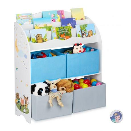 B2X Etagère enfant avec 4 tiroirs en tissu  