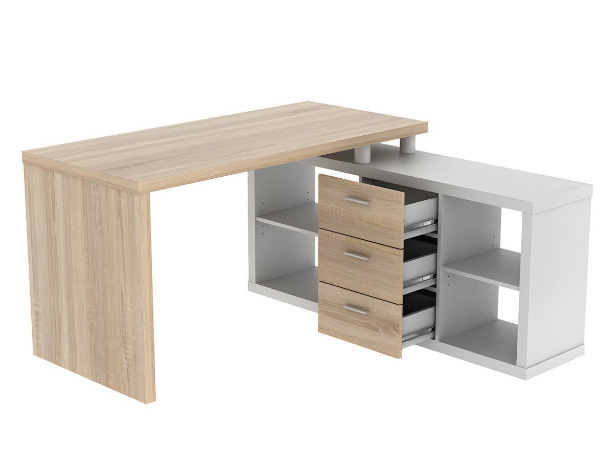 Vente-unique Bureau d'angle avec rangements ALDRIC III Chêne  