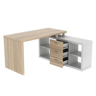 Vente-unique Bureau d'angle avec rangements ALDRIC III Chêne  