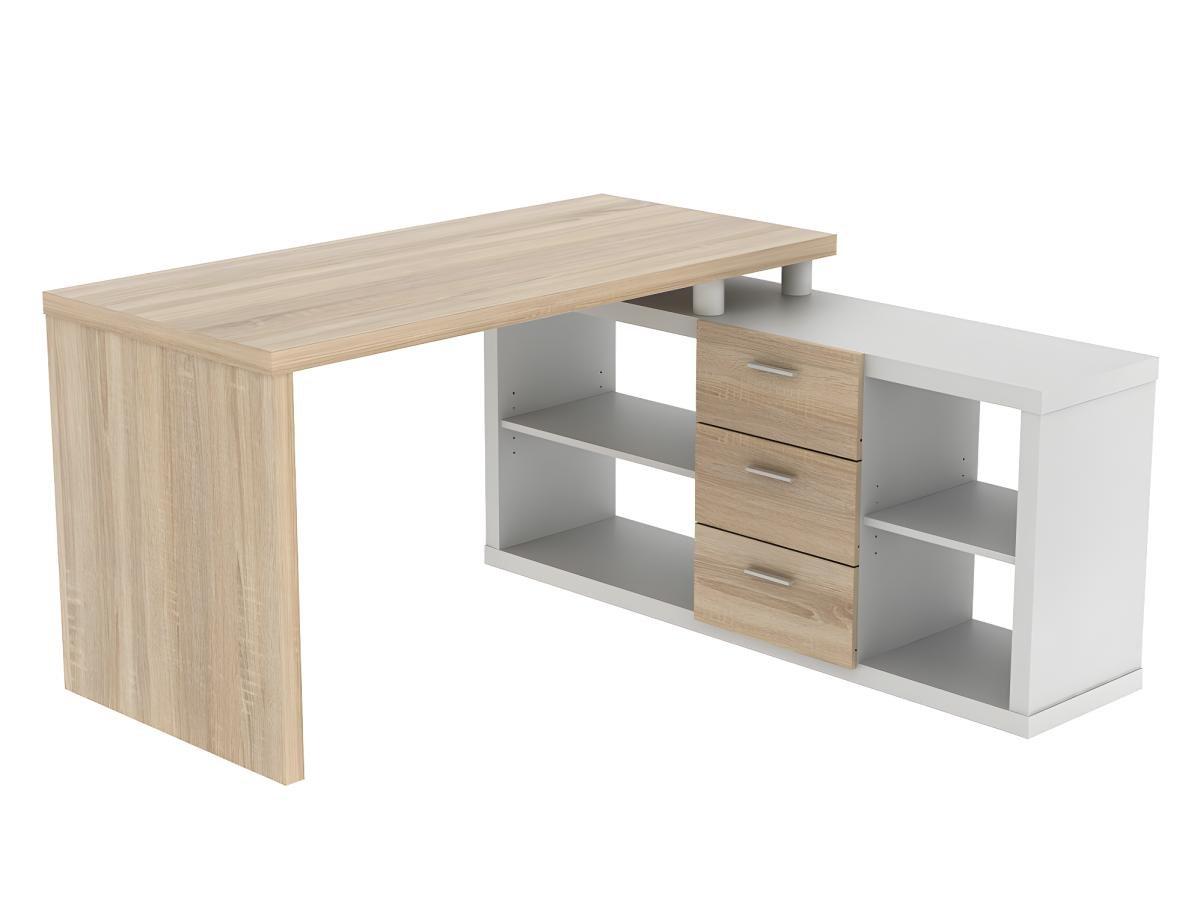 Vente-unique Bureau d'angle avec rangements ALDRIC III Chêne  