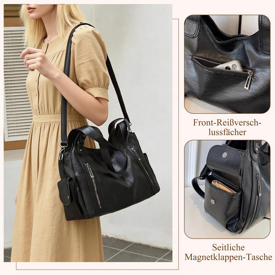 Only-bags.store Grosse Einkaufstasche Schultertasche im Vintage-Stil  