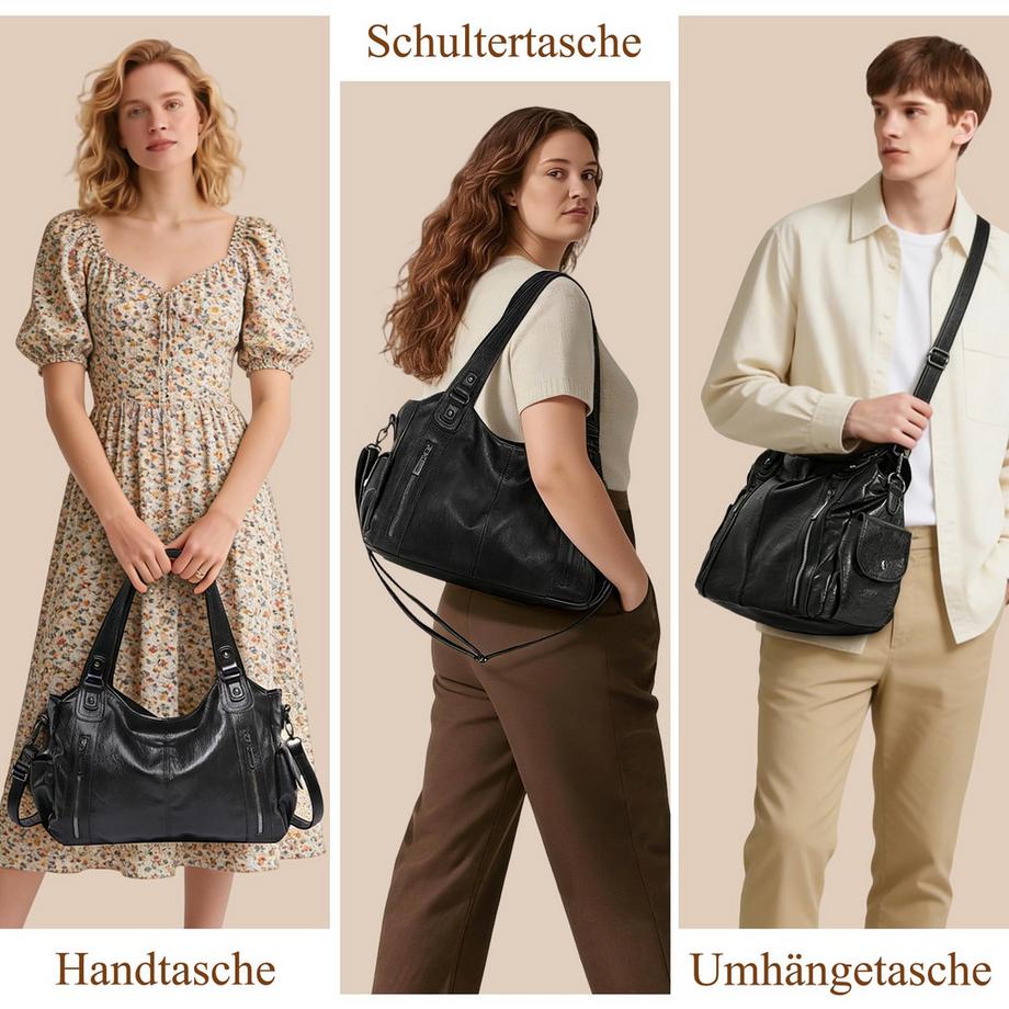 Only-bags.store Grosse Einkaufstasche Schultertasche im Vintage-Stil  