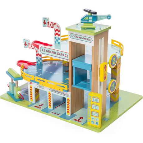 Le Toy Van  Le Toy Van – Kultiges Parkhaus „Le Grand Garage“ aus Holz mit 3 Etagen | Für Mädchen & Jungen Fahrzeug-Rollenspiel – Geeignet für Kinder ab 3 Jahren, TV439 