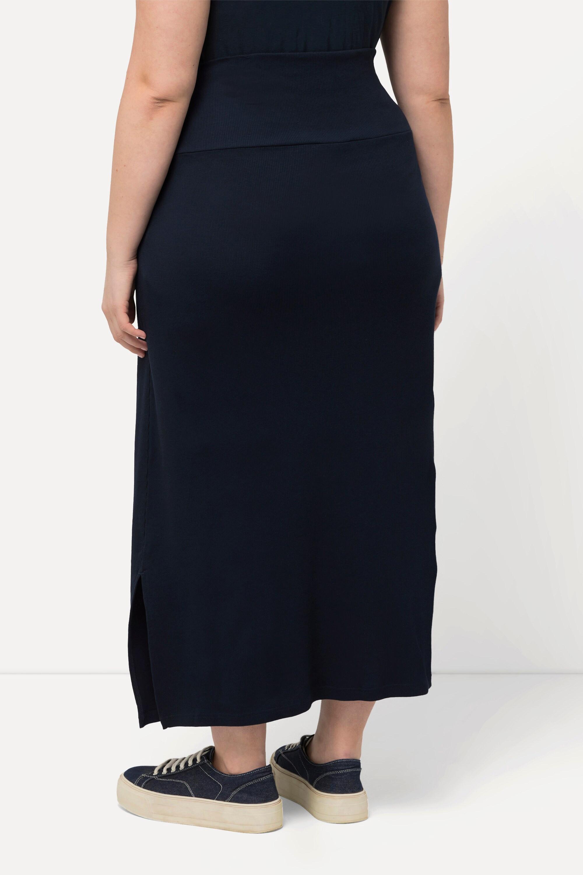 Ulla Popken Bellieva Gonna di jersey Taglio svasato Cintura elastica Spacchetti laterali  