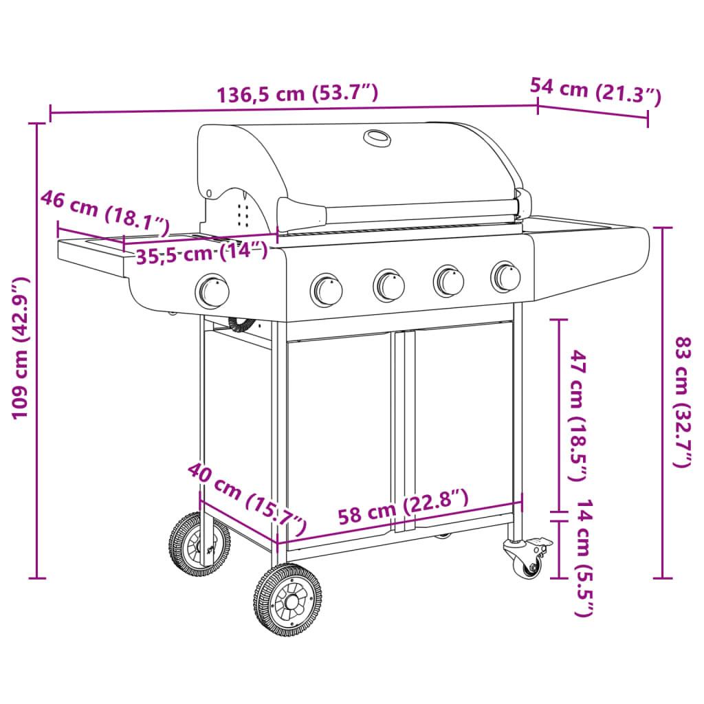 VidaXL Barbecue à gaz acier  