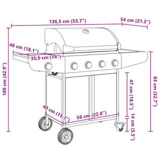 VidaXL Barbecue à gaz acier  